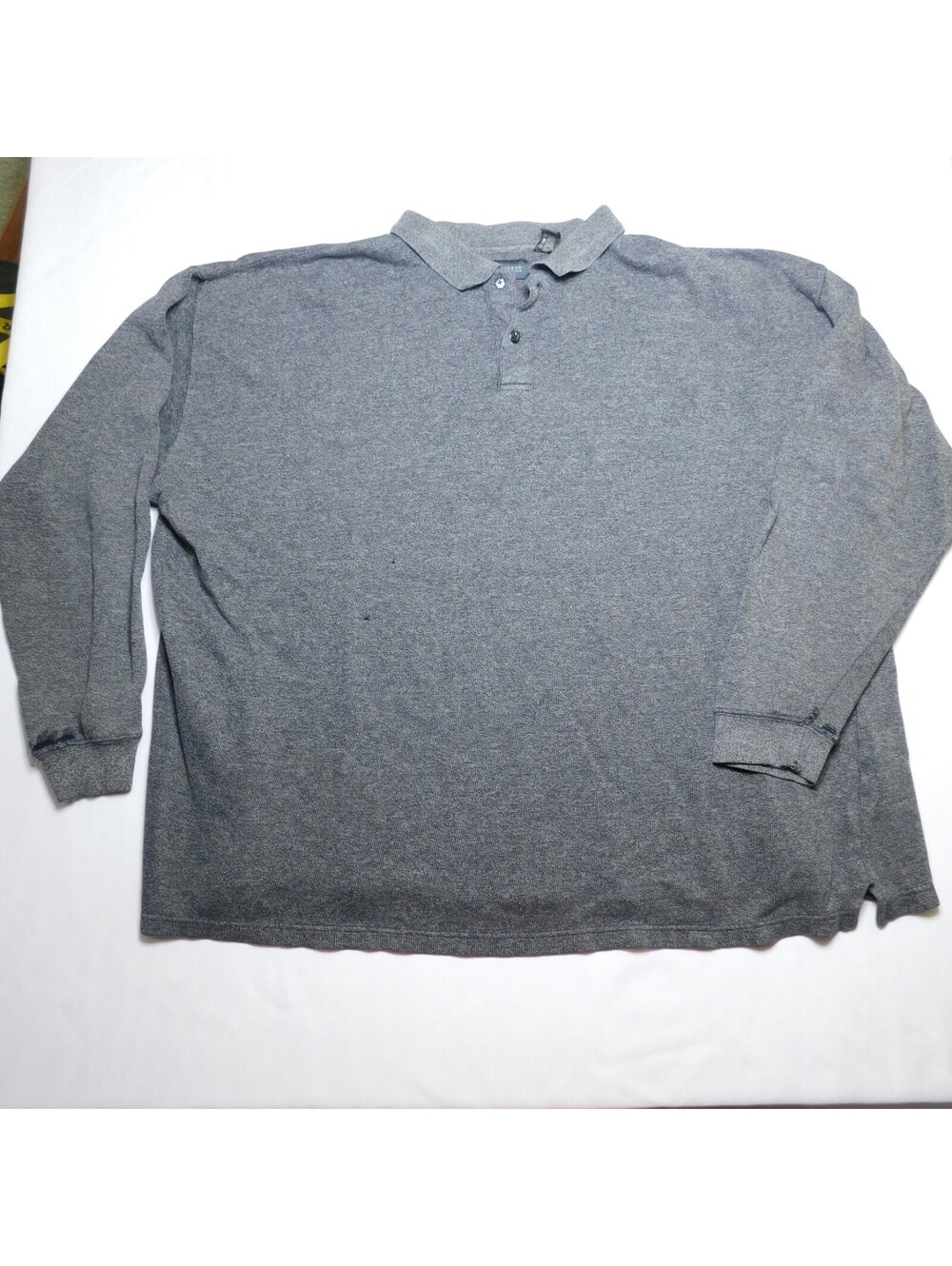 Menswear Alexander Lloyd Long Sleeve Polo Shirt 3X Big Gray Cotton Knit Textured